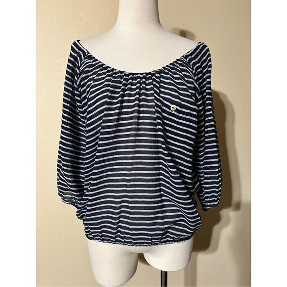 J. Crew Striped Nautical Off The Shoulder Sweater Size XS - Picture 1 of 4